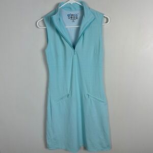 IBKUL Blue Polka Dot Quarter Zip Dress Womens Sz XS UPF‎ 50+ Sun Protection Golf